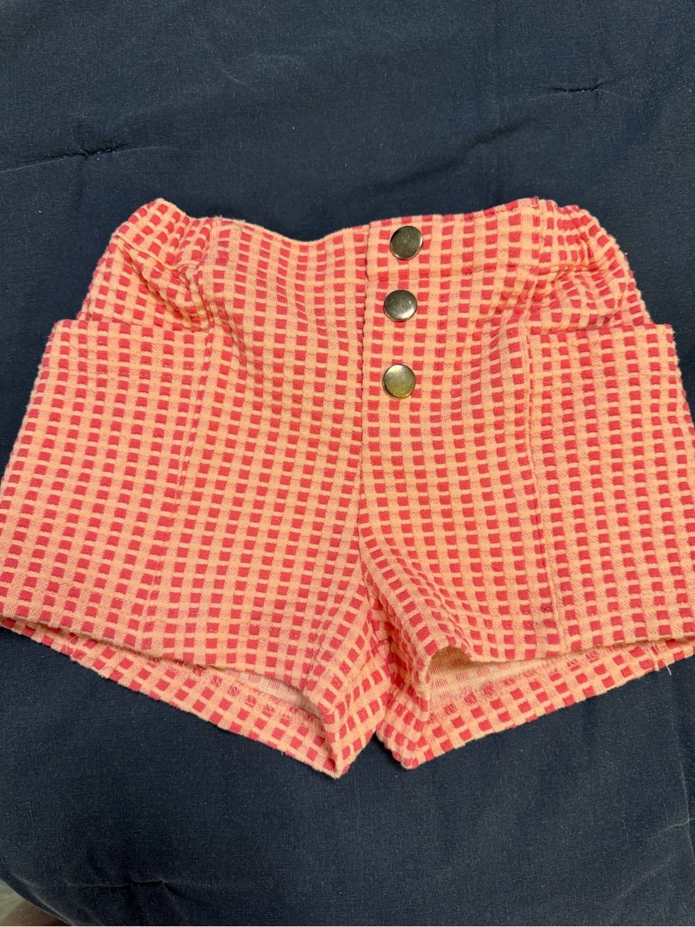 🍎5/$35🍎 
High-Waist Pink Check Gingham Shorts with Button Front